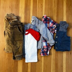 Cat & Jack 12 Month Bundle w/ Vest, 2 Pants, 2 Tees, 2 Button Downs
